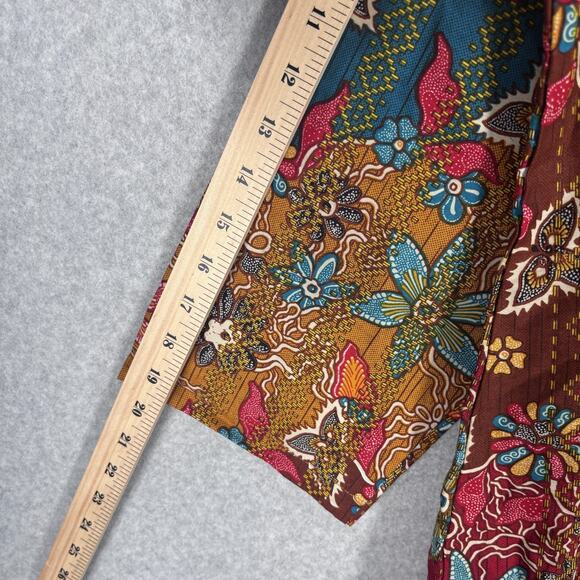 Dewi Fortuna Tunic Top XXL Batik Floral Textured Artsy Gypsy Bali Print Boho - Picture 7 of 12